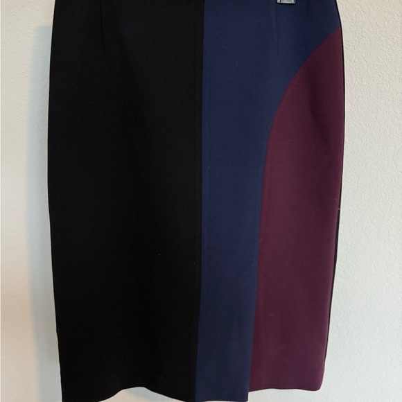 HUGO BOSS Black Colorblock Velivia Pencil Skirt Size 10 Wool Blend - Picture 1 of 10